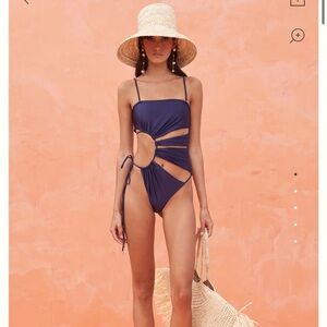 Cult Gaia Deep Blue Cut-Out One Piece Swimsuit